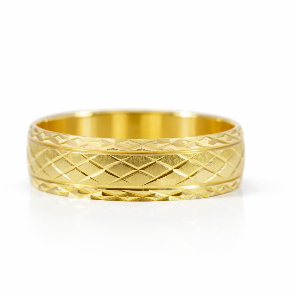 14k Yellow Gold Tire Thread Style Ring Size 10 View 3 - Fine Jewelry | Bust Down & Co