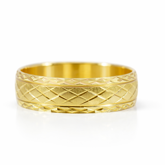 14k Yellow Gold Tire Thread Style Ring Size 10 View 3 - Fine Jewelry | Bust Down & Co
