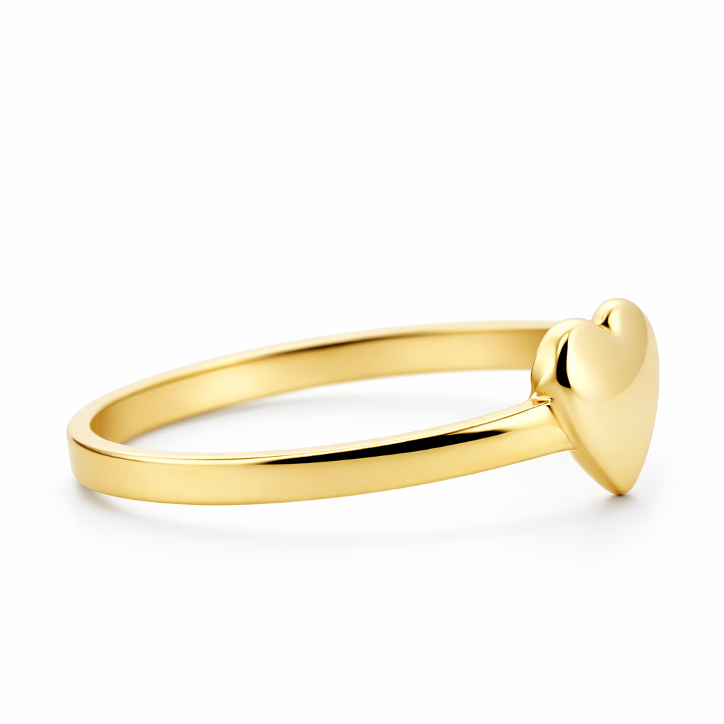 14k Yellow Gold Heart Top Simple Rings Ring View 3 - Fine Jewelry | Bust Down & Co