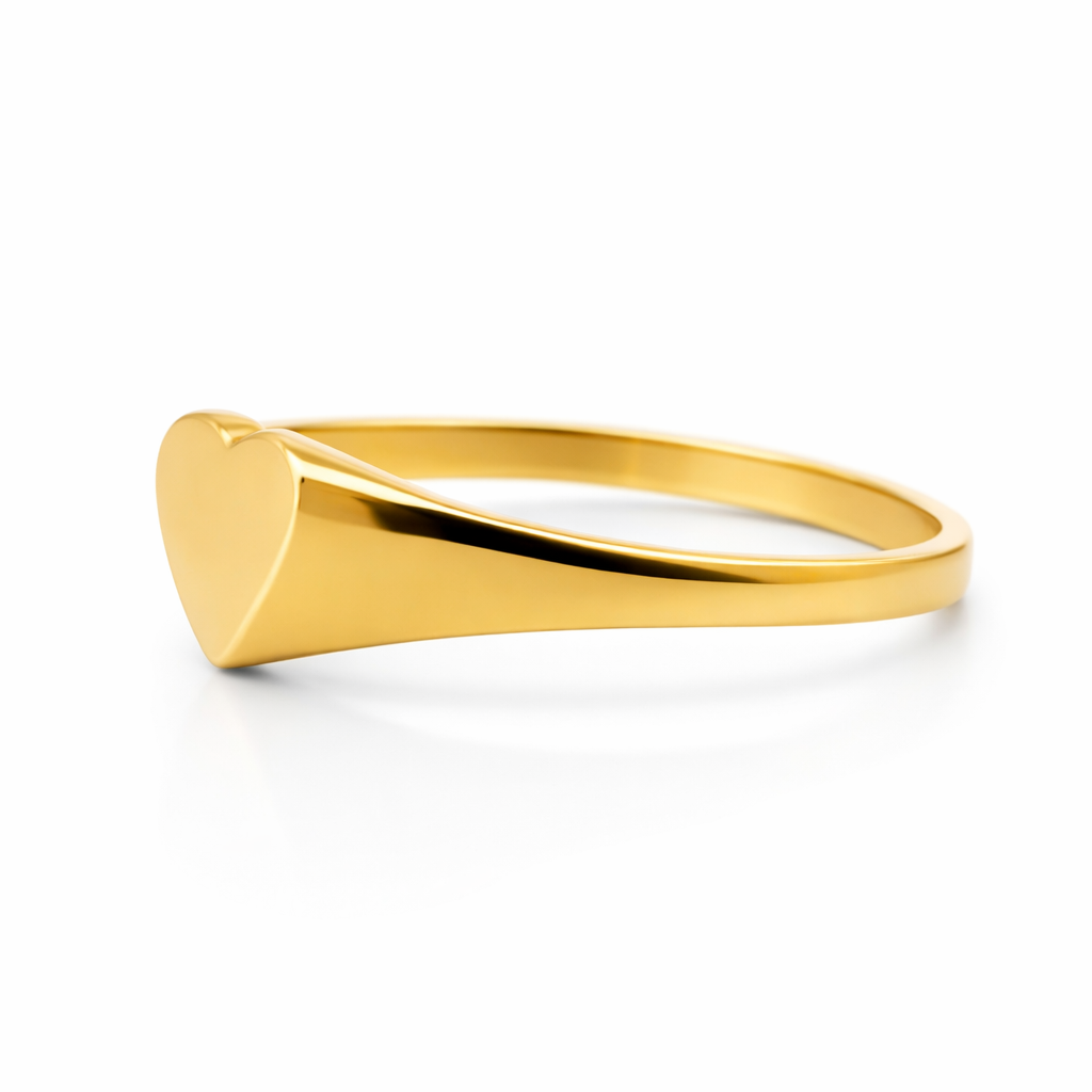 14k Yellow Gold Heart Top Simple Rings Ring View 2 - Fine Jewelry | Bust Down & Co