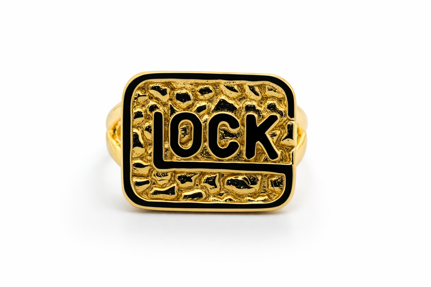 14k Yellow Gold Glock Nugget Ring - Fine Jewelry | Bust Down & Co