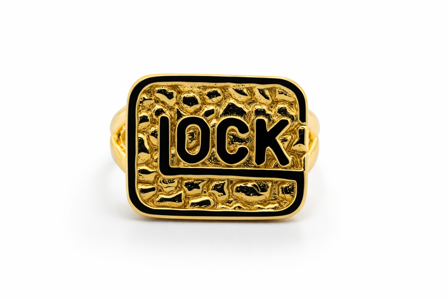 14k Yellow Gold Glock Nugget Ring - Fine Jewelry | Bust Down & Co