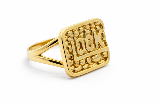 14k Yellow Gold Glock Nugget Ring - Fine Jewelry | Bust Down & Co