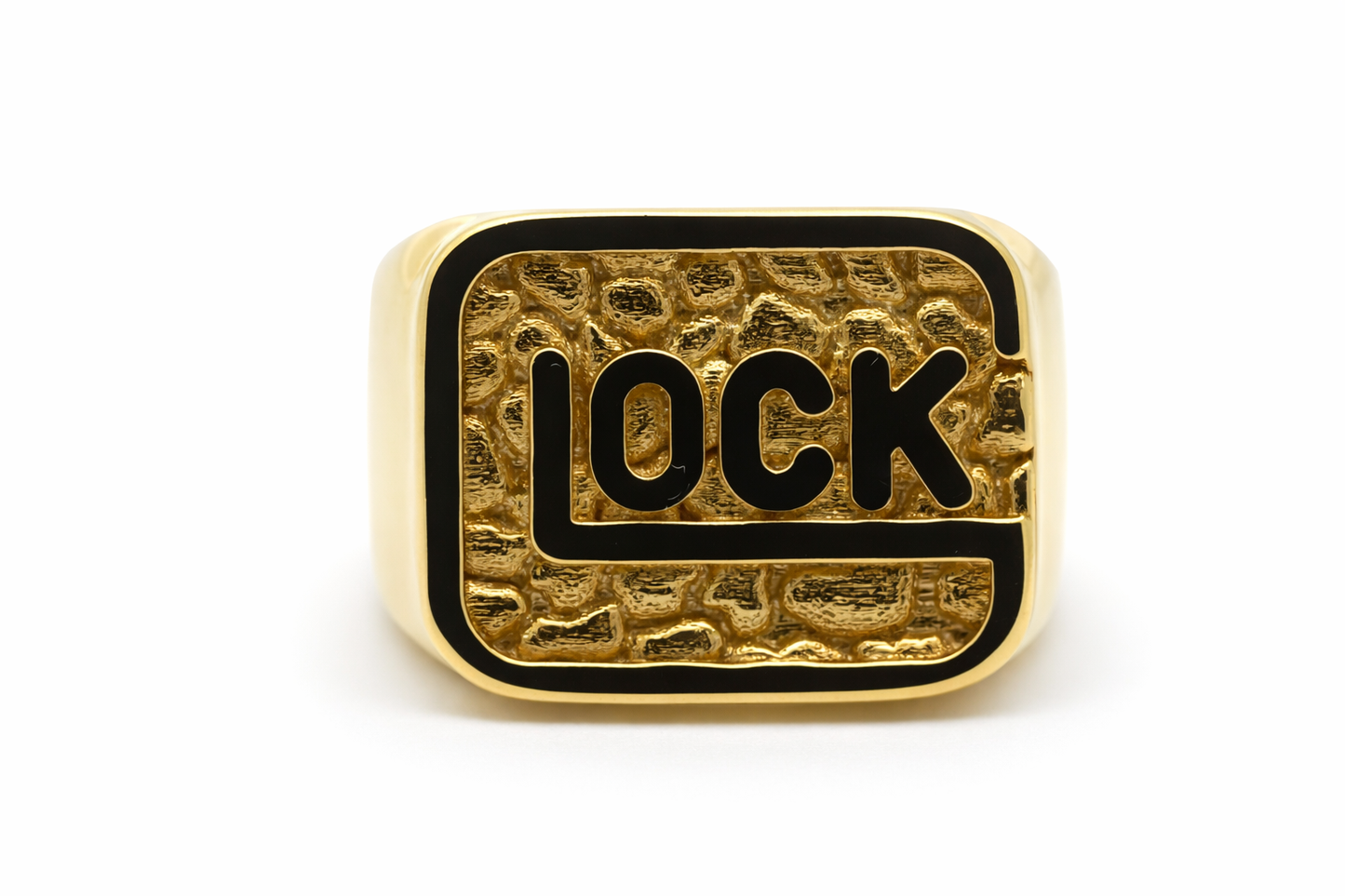 14k Yellow Gold Glock Nugget Ring - Fine Jewelry | Bust Down & Co