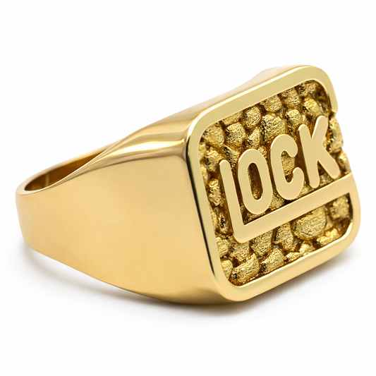 14k Yellow Gold Glock Nugget Ring - Fine Jewelry | Bust Down & Co