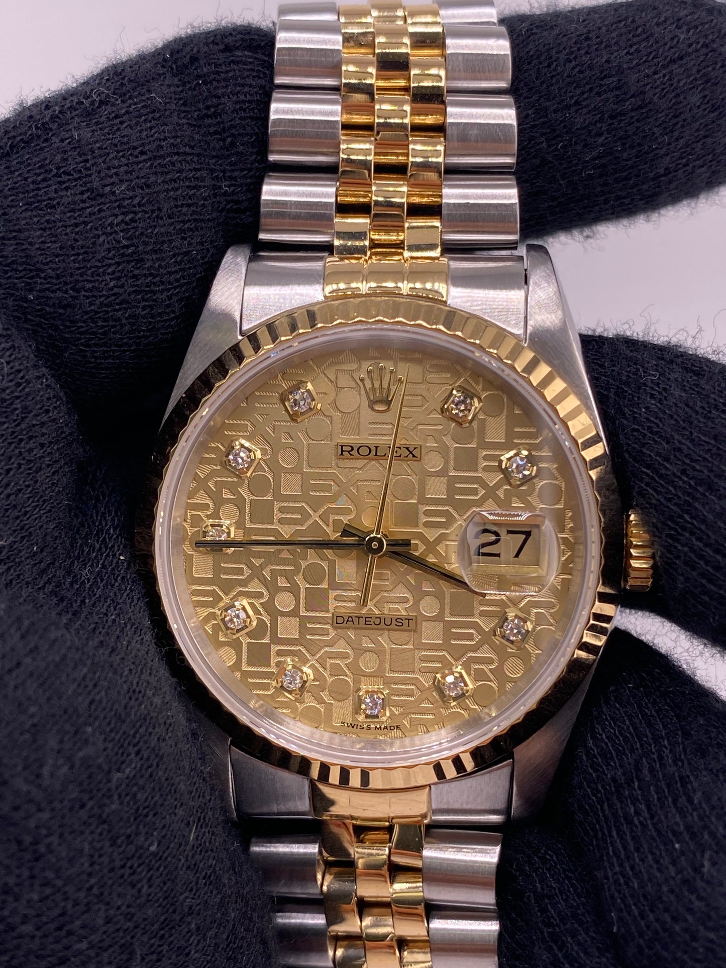 Rolex Datejust Champagne Anniversary Diamond Dial Dial on D Link Jubilee Bracelet Ref. 16233G 1991 — view 2
