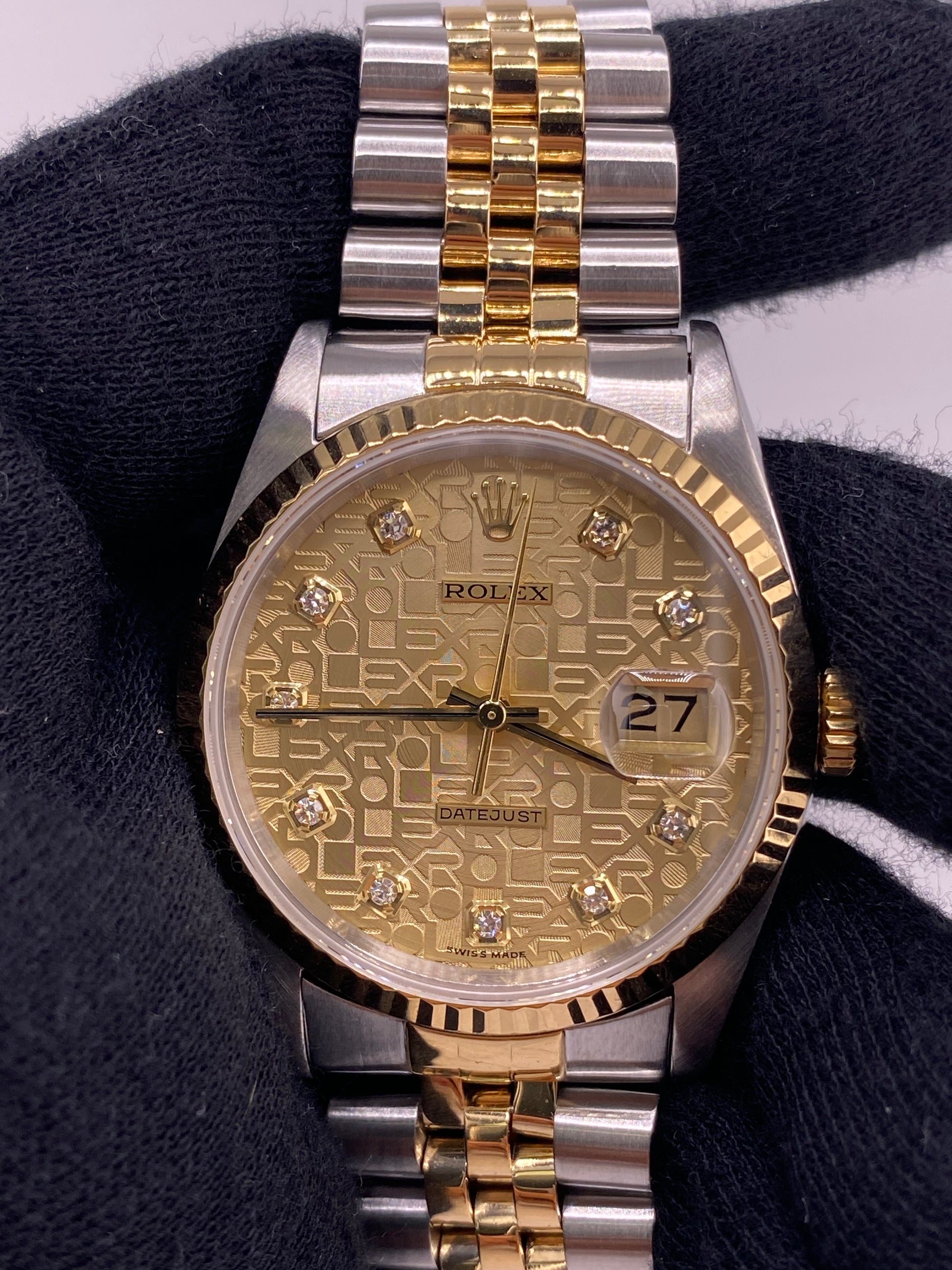 Rolex Datejust Champagne Anniversary Diamond Dial Dial on D Link Jubilee Bracelet Ref. 16233G 1991 — view 2