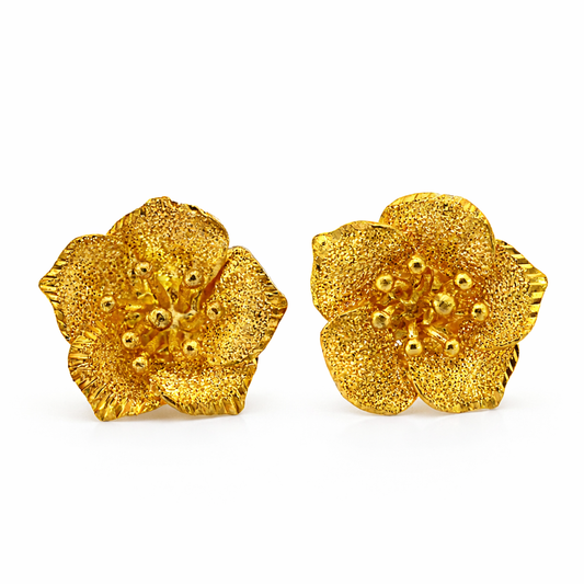 24k Yellow Gold Flowers Earrings - Fine Jewelry | Bust Down & Co