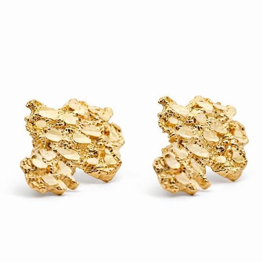 14k Yellow Gold Natural Nuggets Earrings View 2 - Fine Jewelry | Bust Down & Co