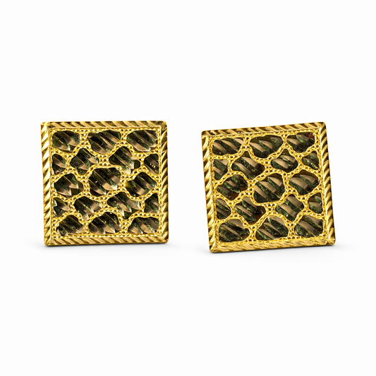 14k Yellow Gold Square Nuggets Earrings - Fine Jewelry | Bust Down & Co