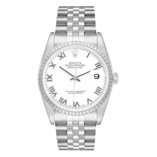 Rolex Datejust White Roman Dial on D Link Jubilee Ref 16220