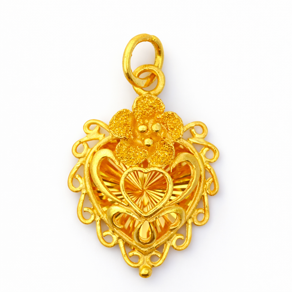 24k Gold Flower Pendant - Fine Jewelry | Bust Down & Co