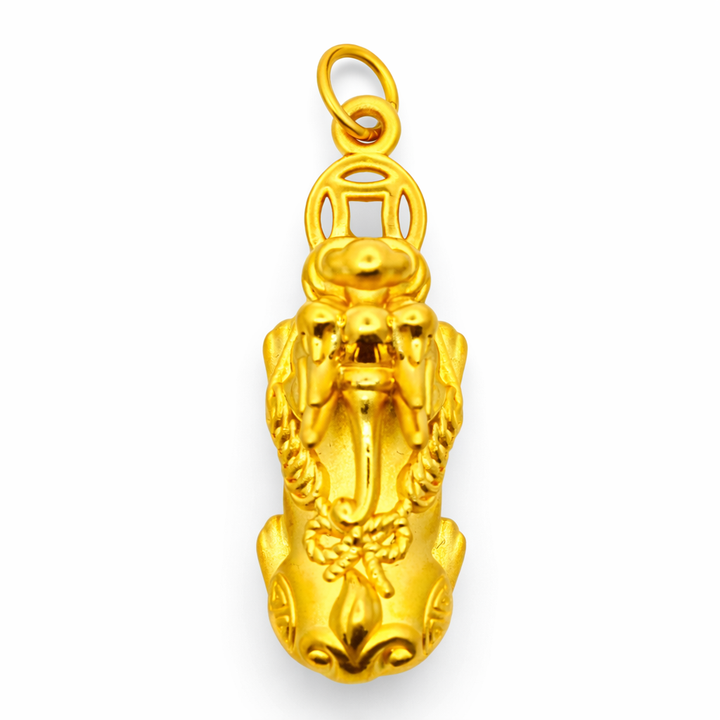 24K Yellow Gold Phu Dog Charm Pendant