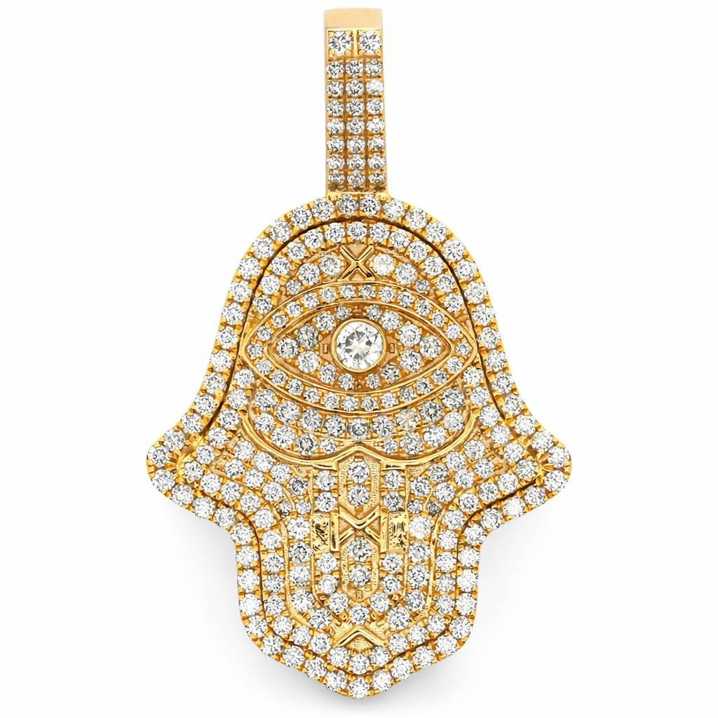 Amuleto Hamsa YG 14K 1.85CT Diamante Redondo