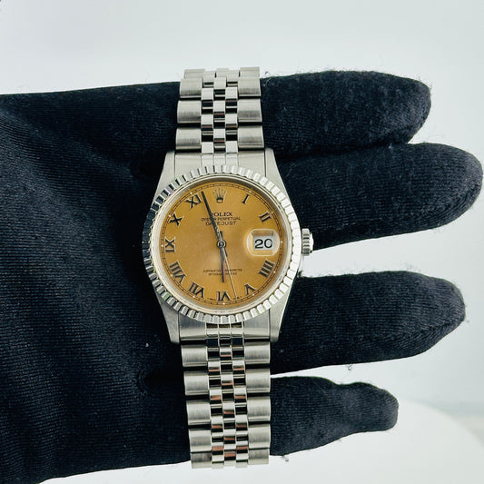 Rolex Datejust Salmon Roman Dial on Jubilee Ref. 16220 1991