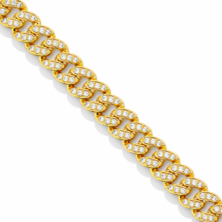 YG 10k 2.50ct 8mm Bra. de eslabones cubanos con diamantes de 7.5" de largo