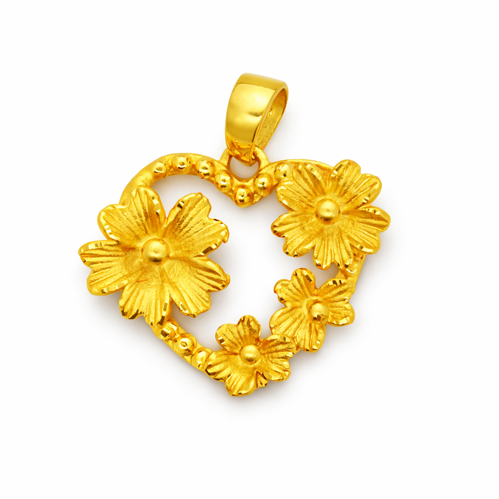 24K Yellow Gold Heart Pendant