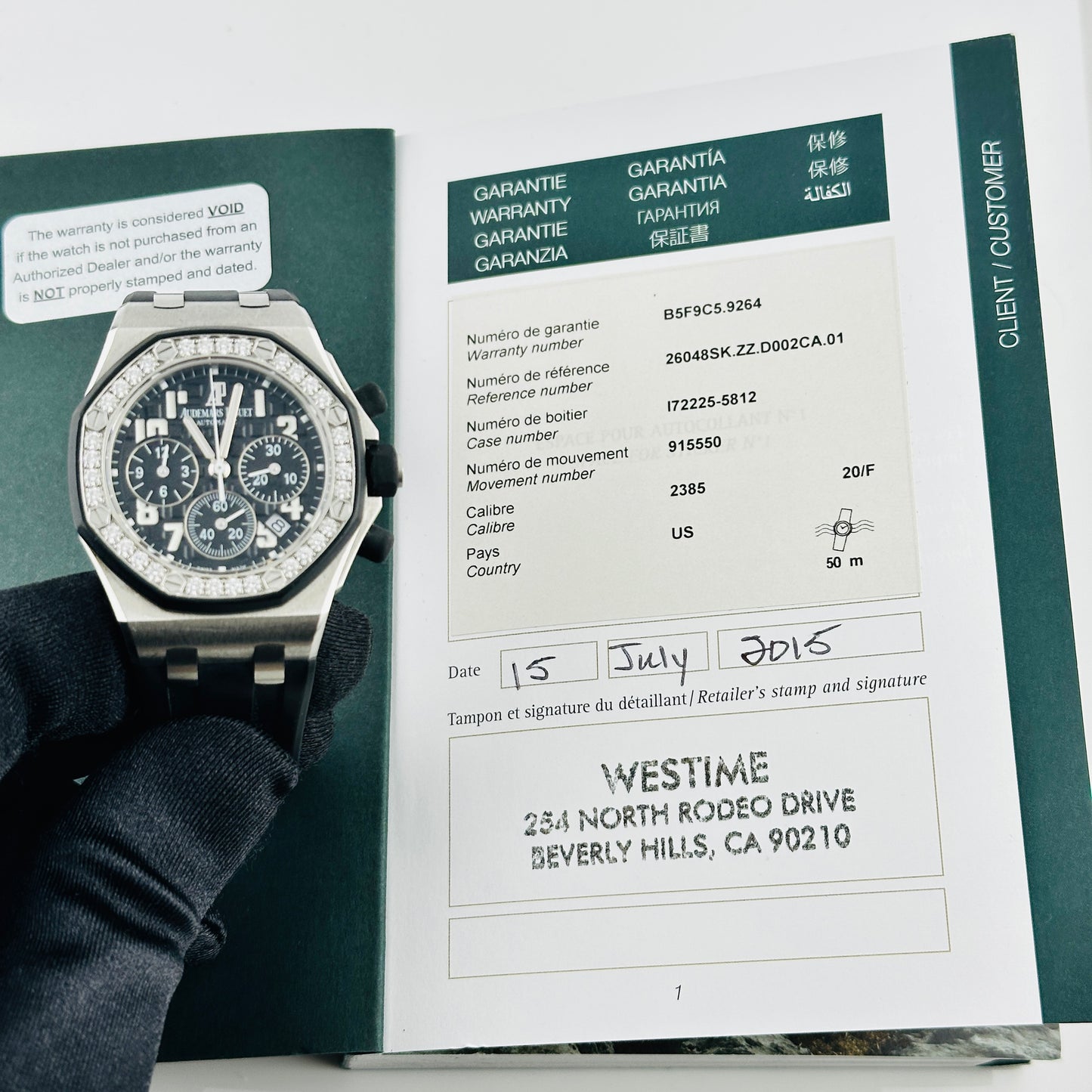 Audemars Piguet Royal Oak Offshore Chronograph Black Arabic Chrono Dial on Rubber Strap Ref. 26048SK.ZZ.D002CA.01 Papers 2015 — view 7