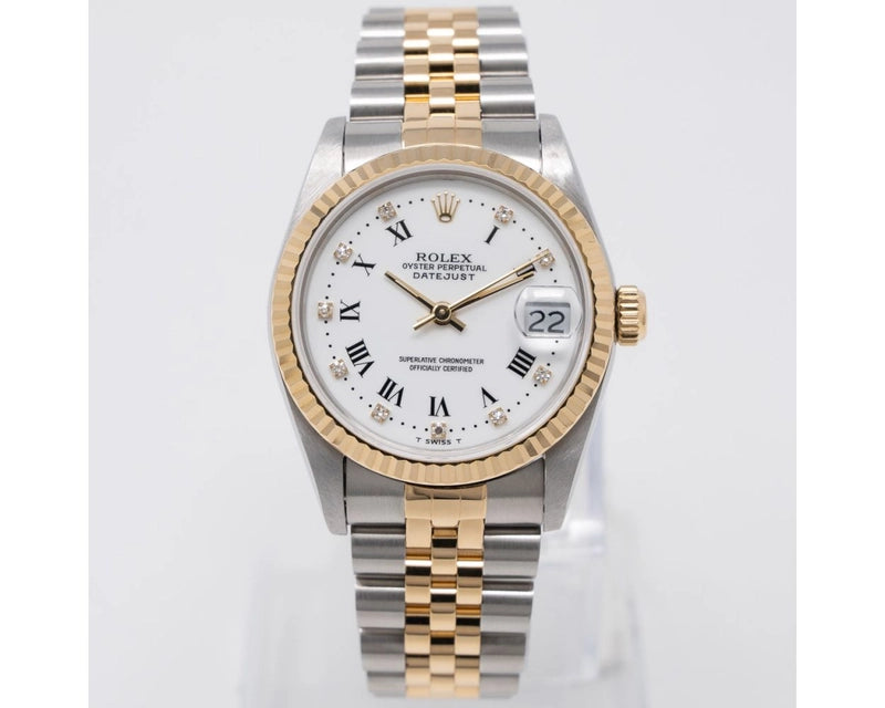 Rolex Datejust White Roman Dial on D Link Jubilee Ref 68273 with Papers 1988