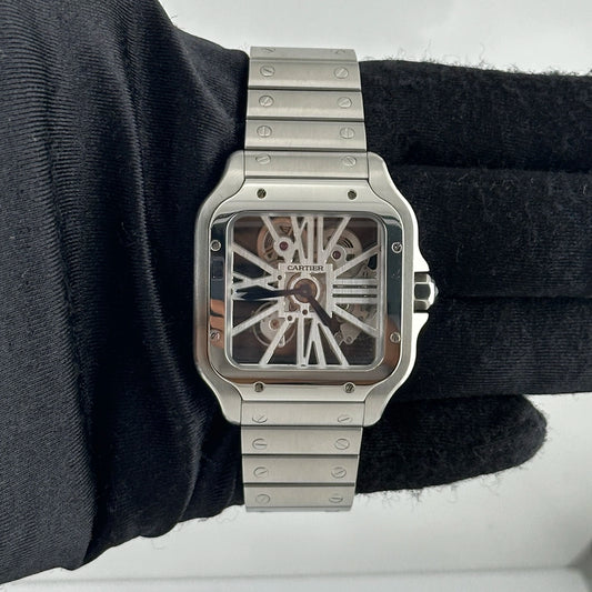 Cartier Santos Skeleton Skeleton Dial Ref 4109 with Papers