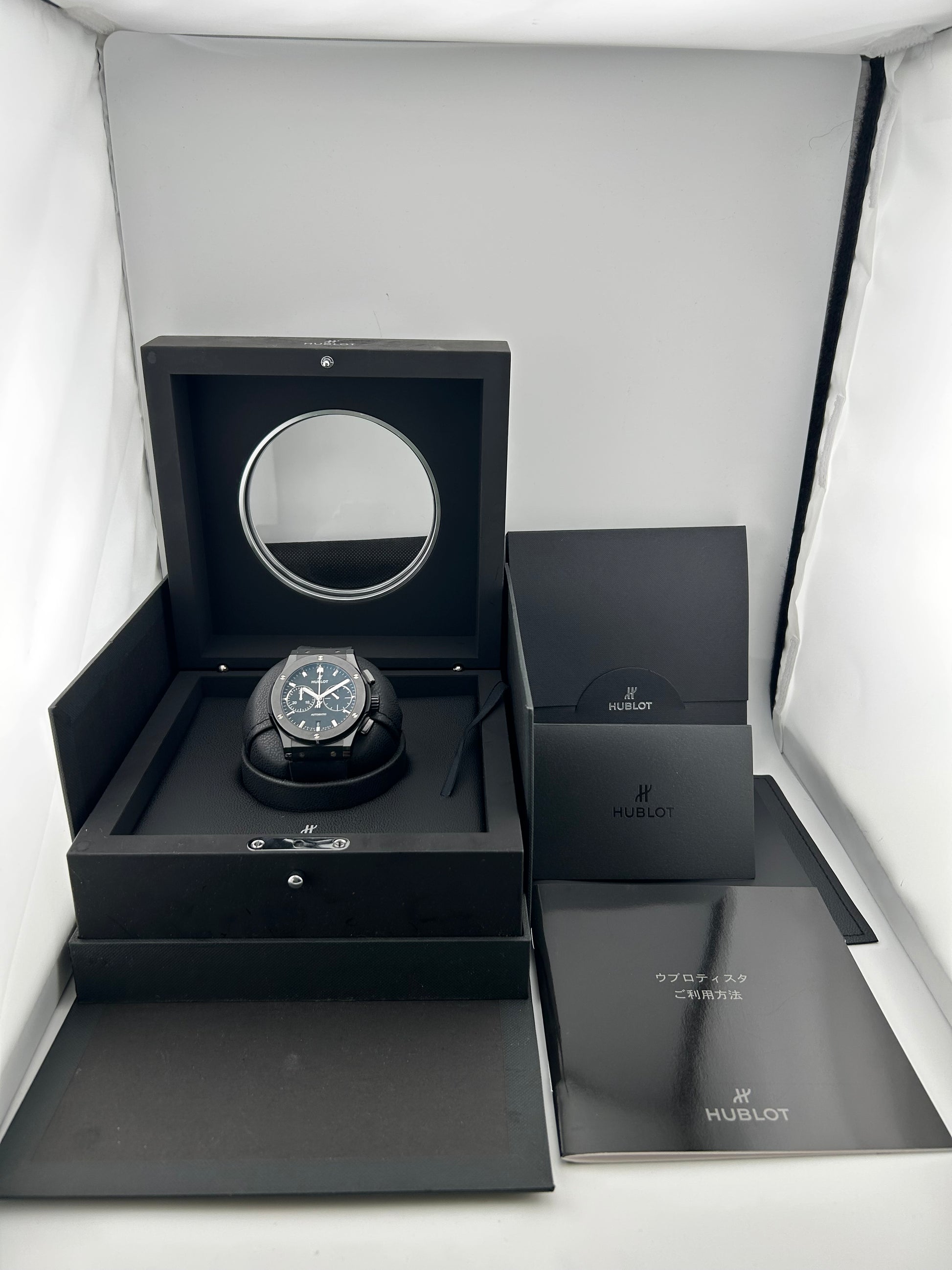 Hublot Classic Fusion Black Magic Black Dial on Rubber Fold Clasp Ref. 521.CM.1171.RX Manuals Only and Box — view 7