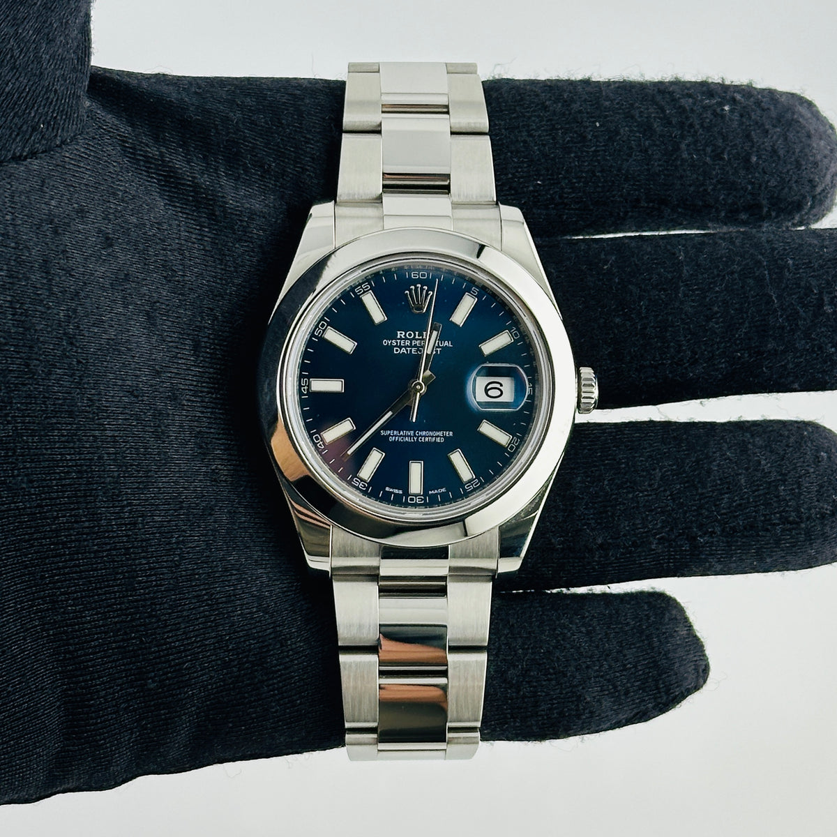 Rolex Datejust Blue Stick Dial on Oyster Bracelet Ref. 116300 Card 2016 — view 3