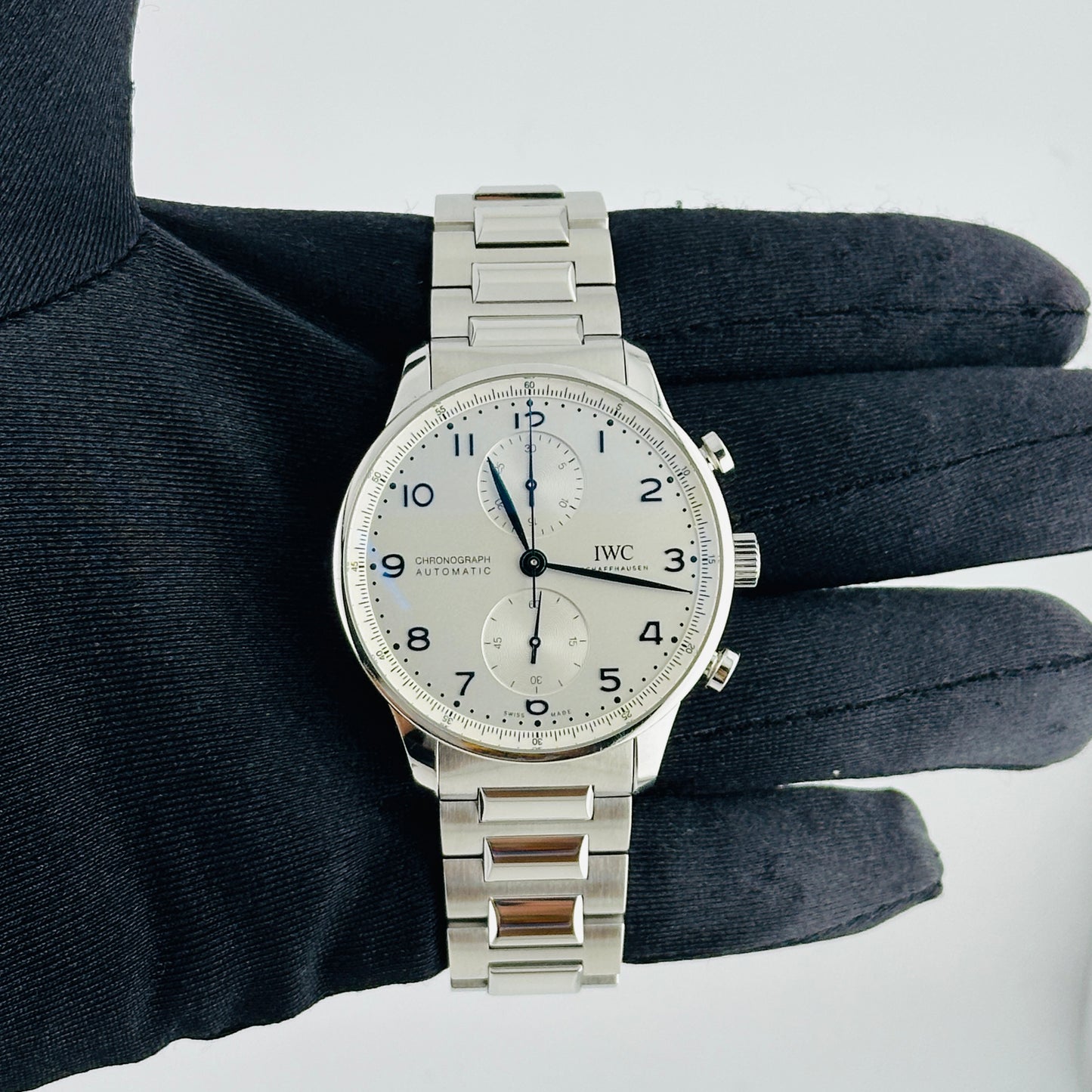 Iwc Portugieser Chronograph Silver Dial on Leather Strap Ref. IW371605 Card 2020 — view 2