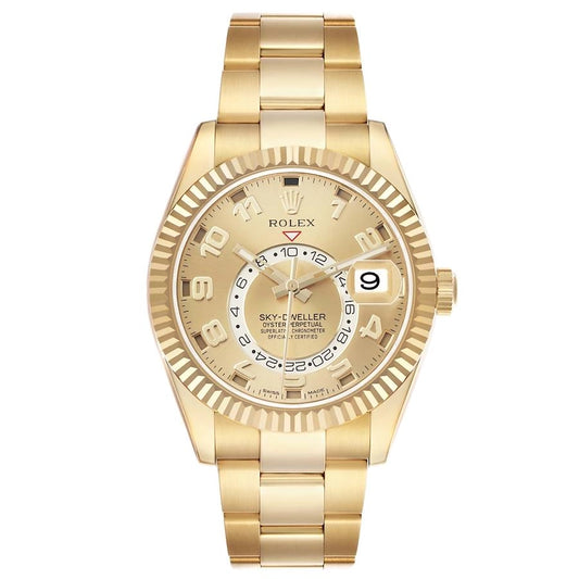 Rolex Sky Dweller Champagne Sunray Arabic Dial on Oyster Ref 326938 with Card Old Green