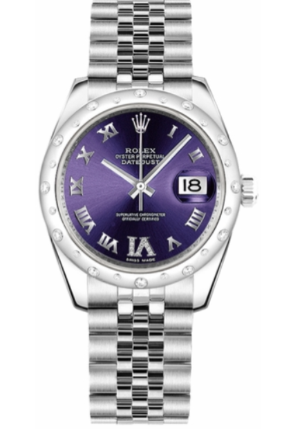 Rolex Datejust Purple Roman Dial on Jubilee Ref. 178344 Card 2021