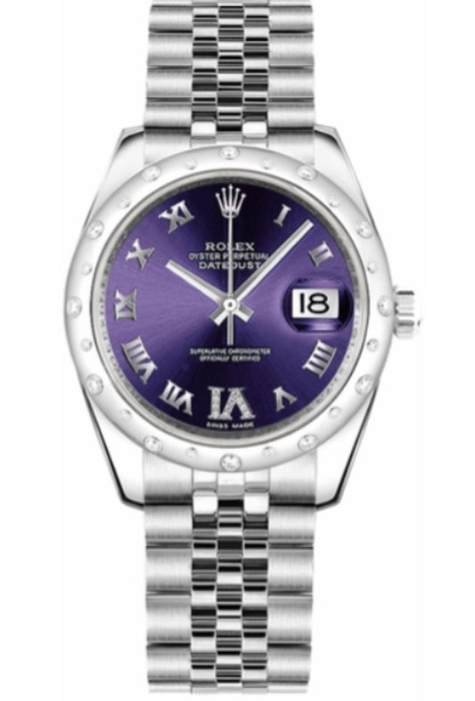 Rolex Datejust Purple Roman Dial on Jubilee Ref 178344 with New Style Card Green 2021