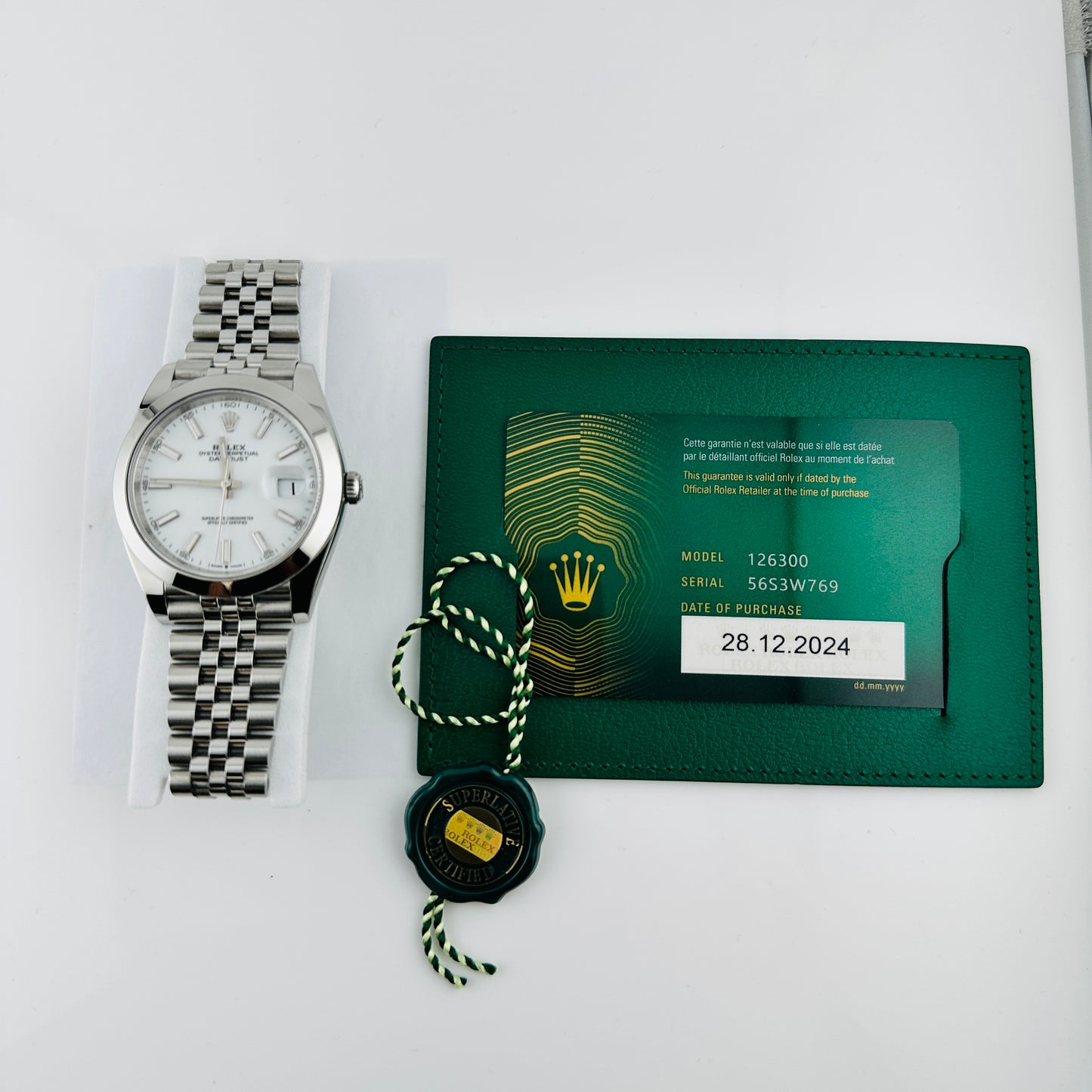 Rolex Datejust White Index Dial on Jubilee Ref. 126300 Card 2024 — view 7