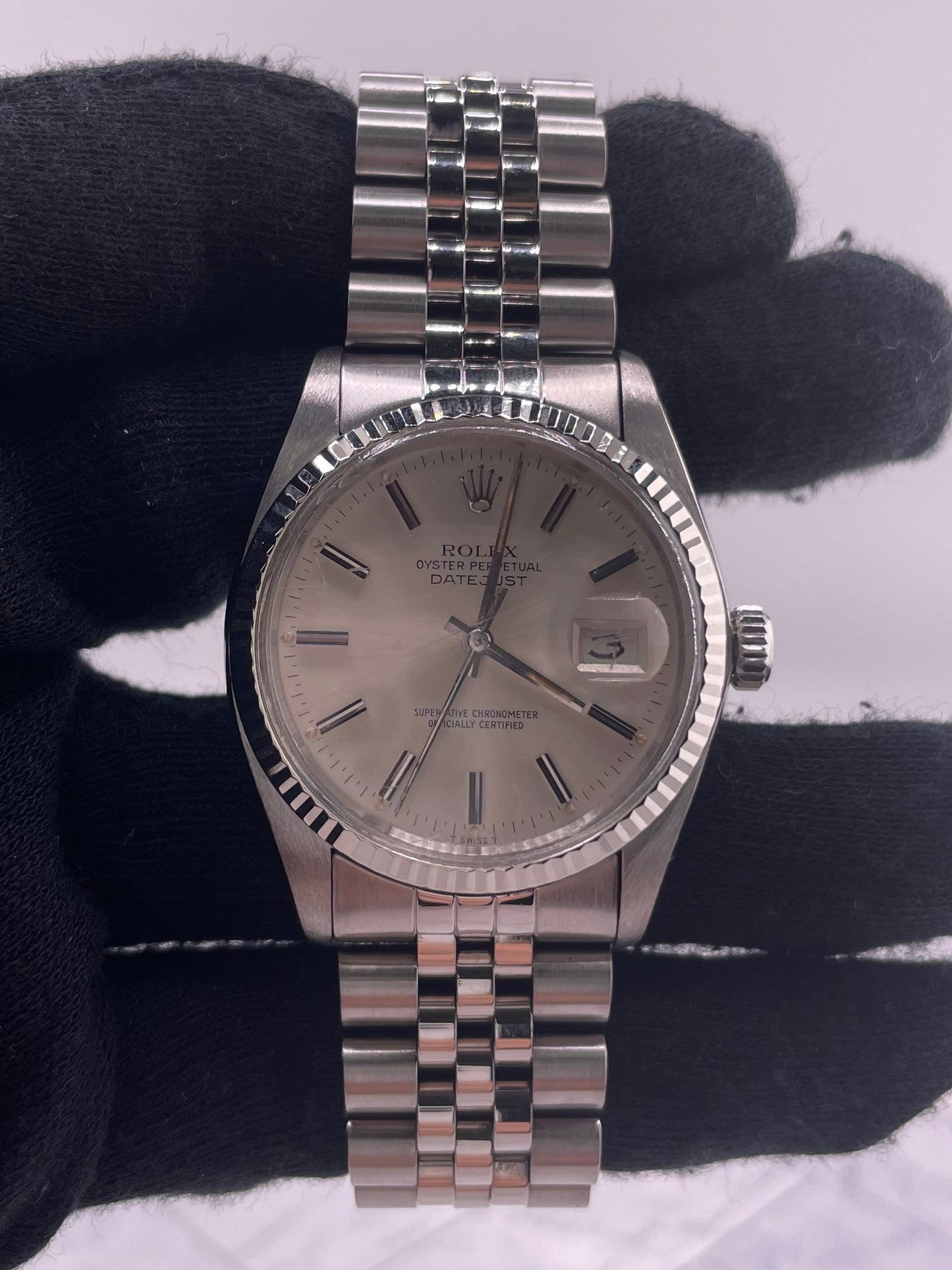 Rolex Datejust Silver Dial on D Link Jubilee Bracelet Ref. 16014 1979 — view 2
