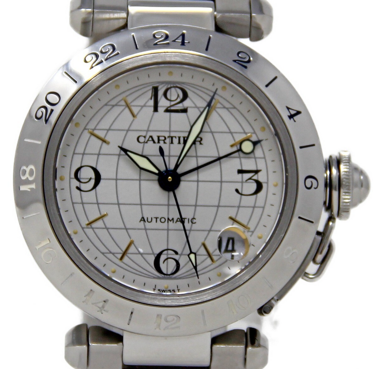 Cartier Pasha C Silver Dial on Stainless Steel Bracelet Ref. W31029M7
