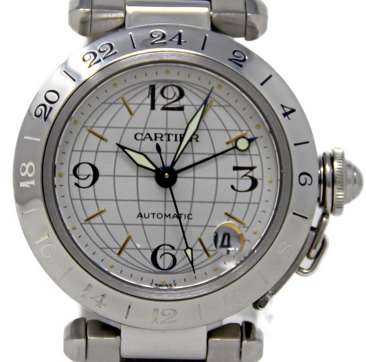 Cartier Pasha C Silver Dial on Stainless Steel Bracelet Ref. W31029M7