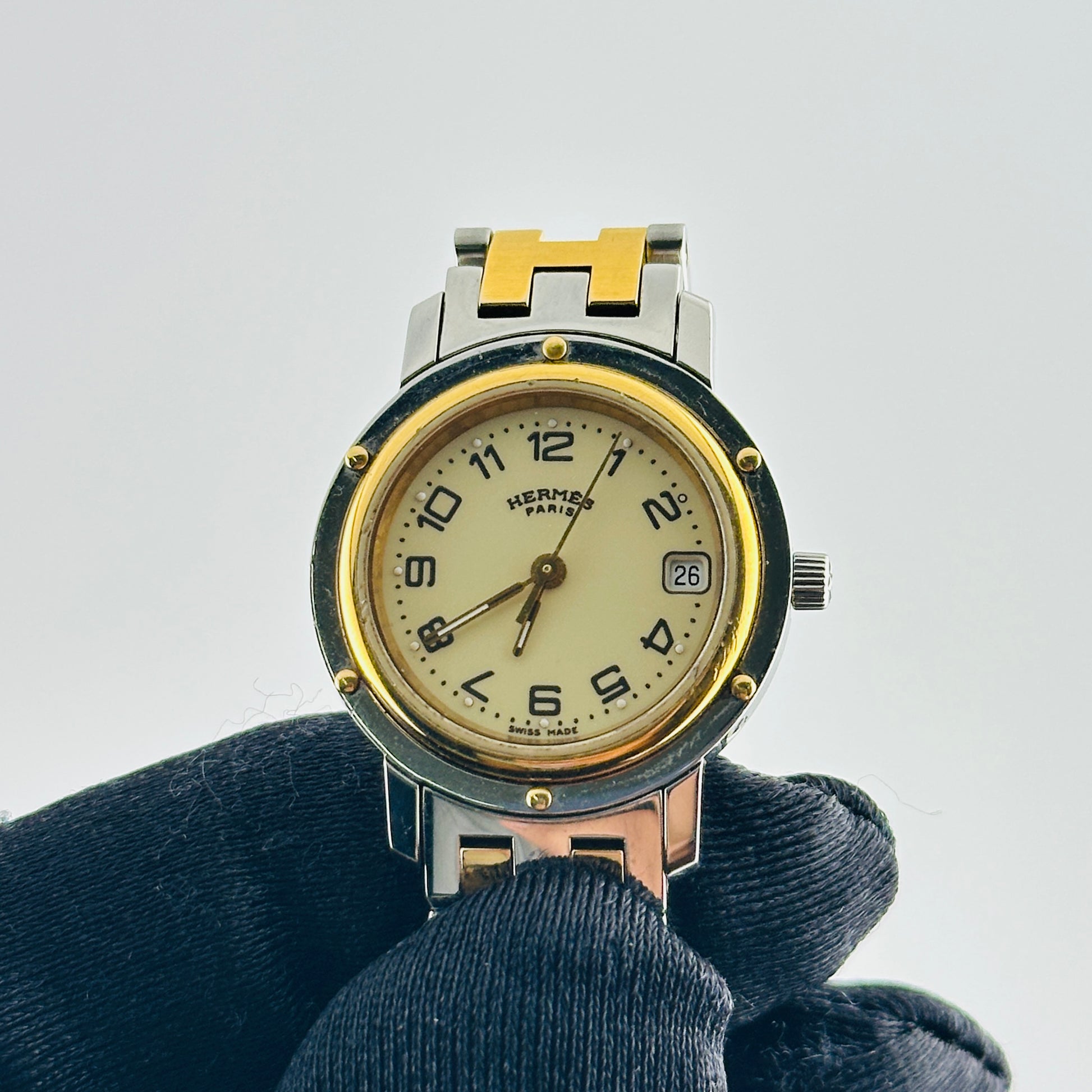 Hermes Clipper Ivory Dial on 2 Tone Bracelet Ref. CL3.240 — view 2