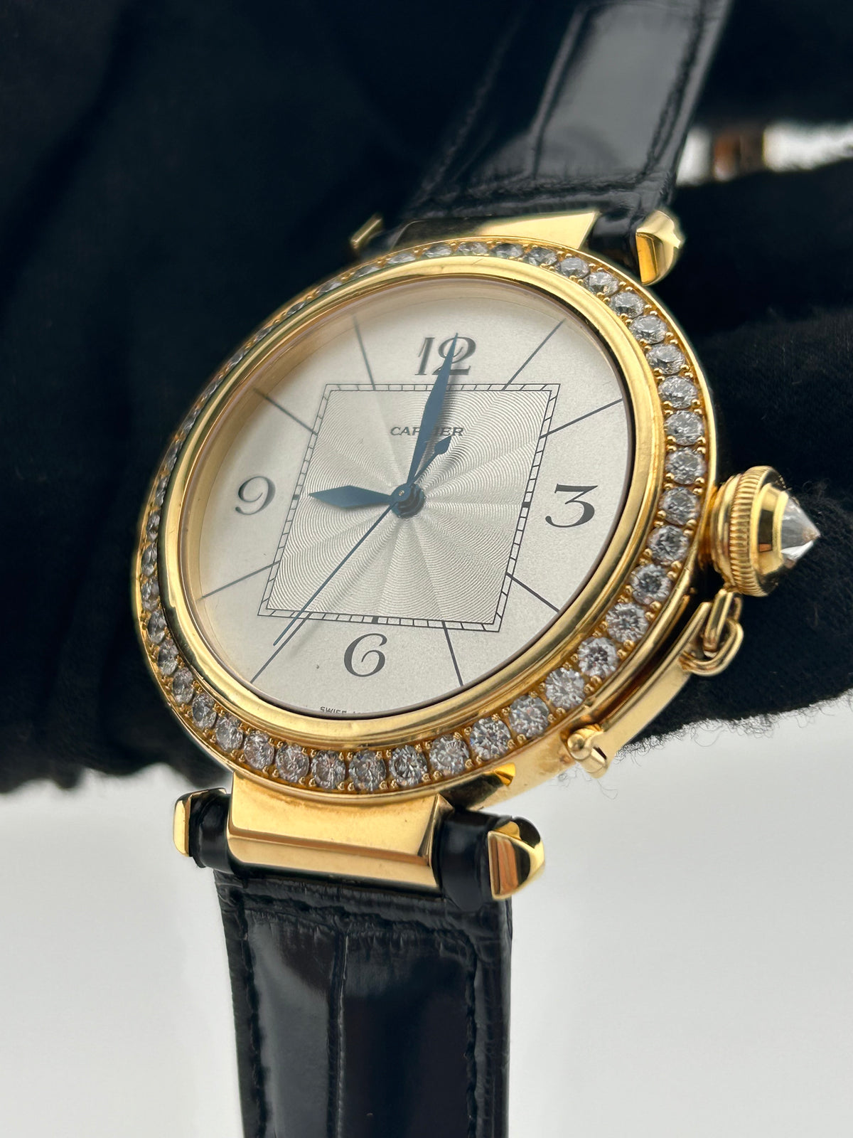 Cartier Pasha de Cartier Silver Dial on Black Leather Strap Ref. WJ120351 — view 3