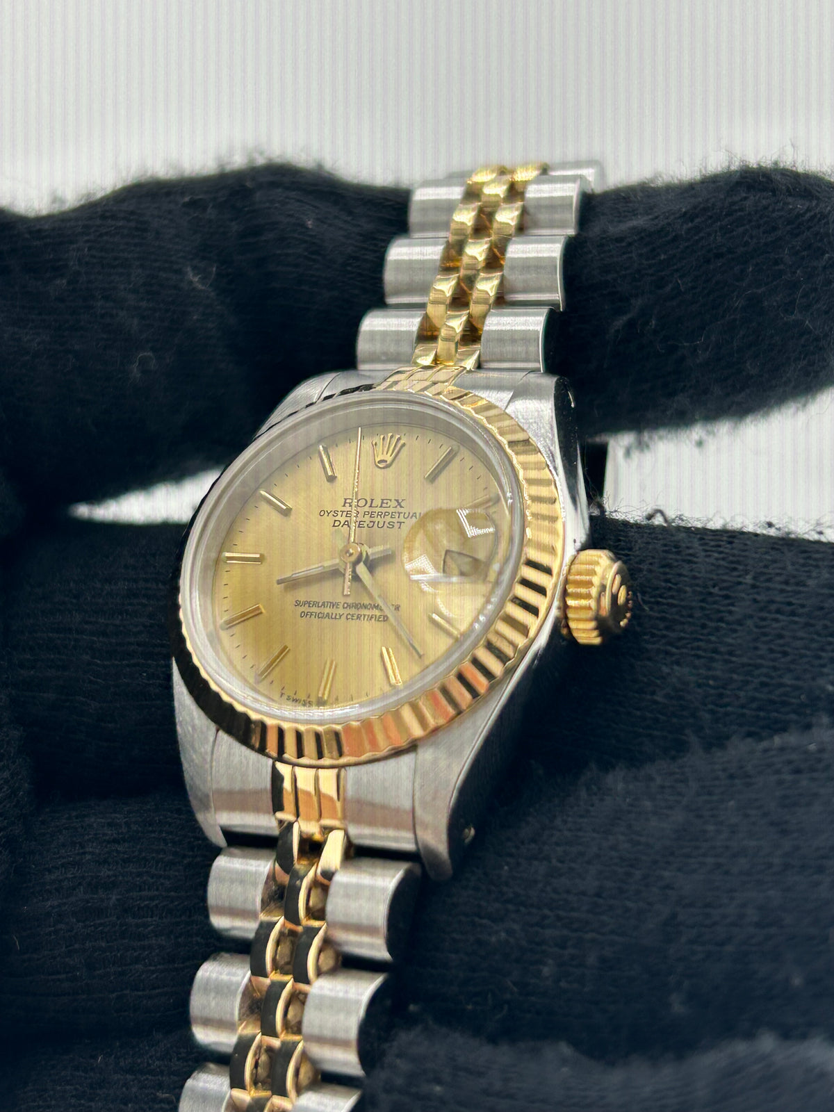 Rolex Datejust Lady Champagne Stick Dial on 2 Tone Jubilee D Link Bracelet Ref. 69173 1987 — view 3