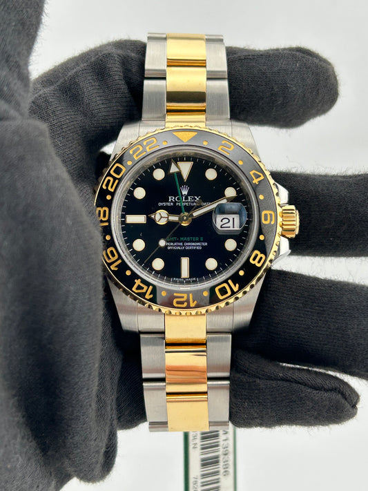 Rolex GMT-Master II Black Dot Markers Dial on 2 Tone Oyster Bracelet Ref. 116713LN Card — view 2