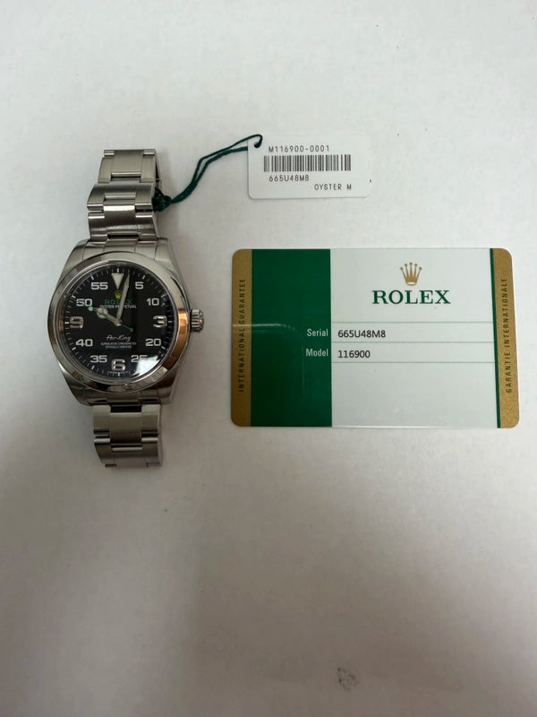 Rolex Airking Black Dial on Oyster Ref 116900 with New Style Card White 2019