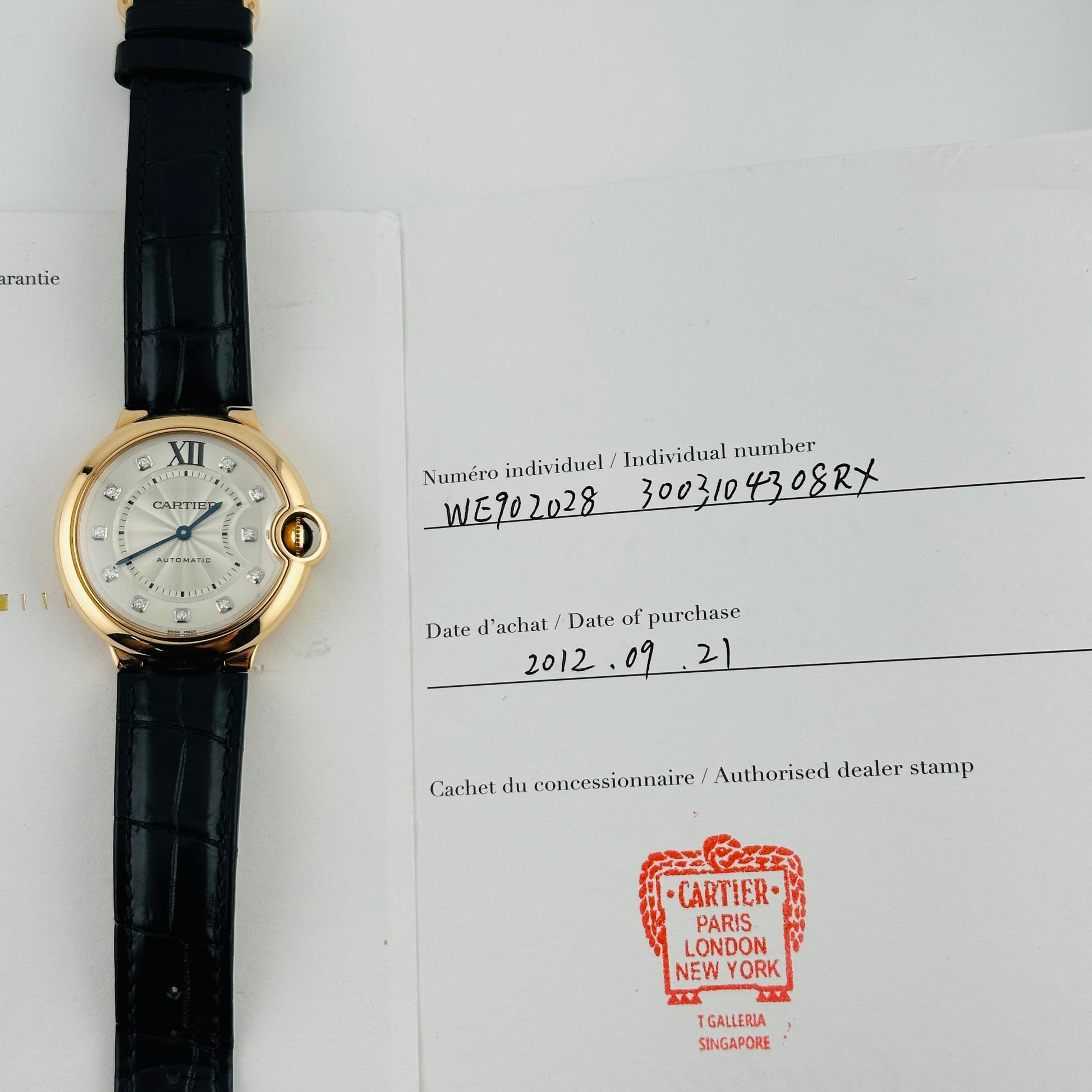 Cartier Ballon Bleu Silver Factory Diamond Dial on Leather Ref. 3003/WE902028 Papers 2012 — view 5