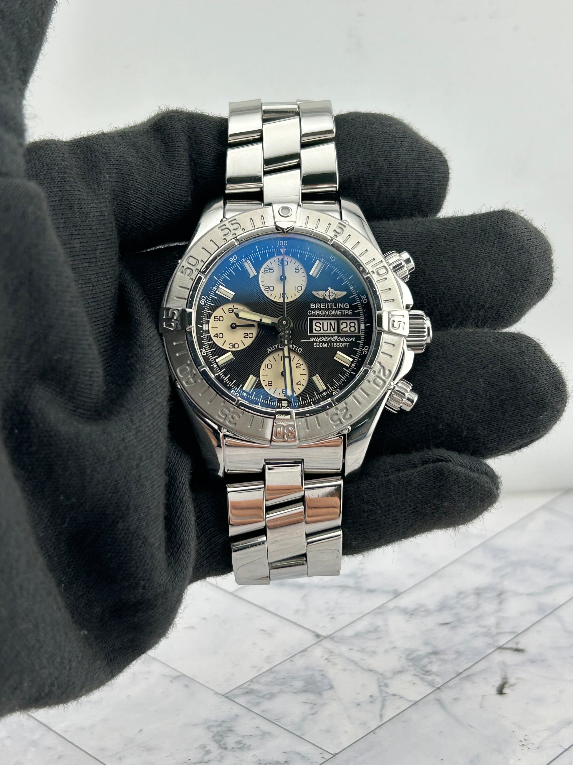 Breitling Superocean Black Dial on Bracelet Ref. A13340 Papers 2009