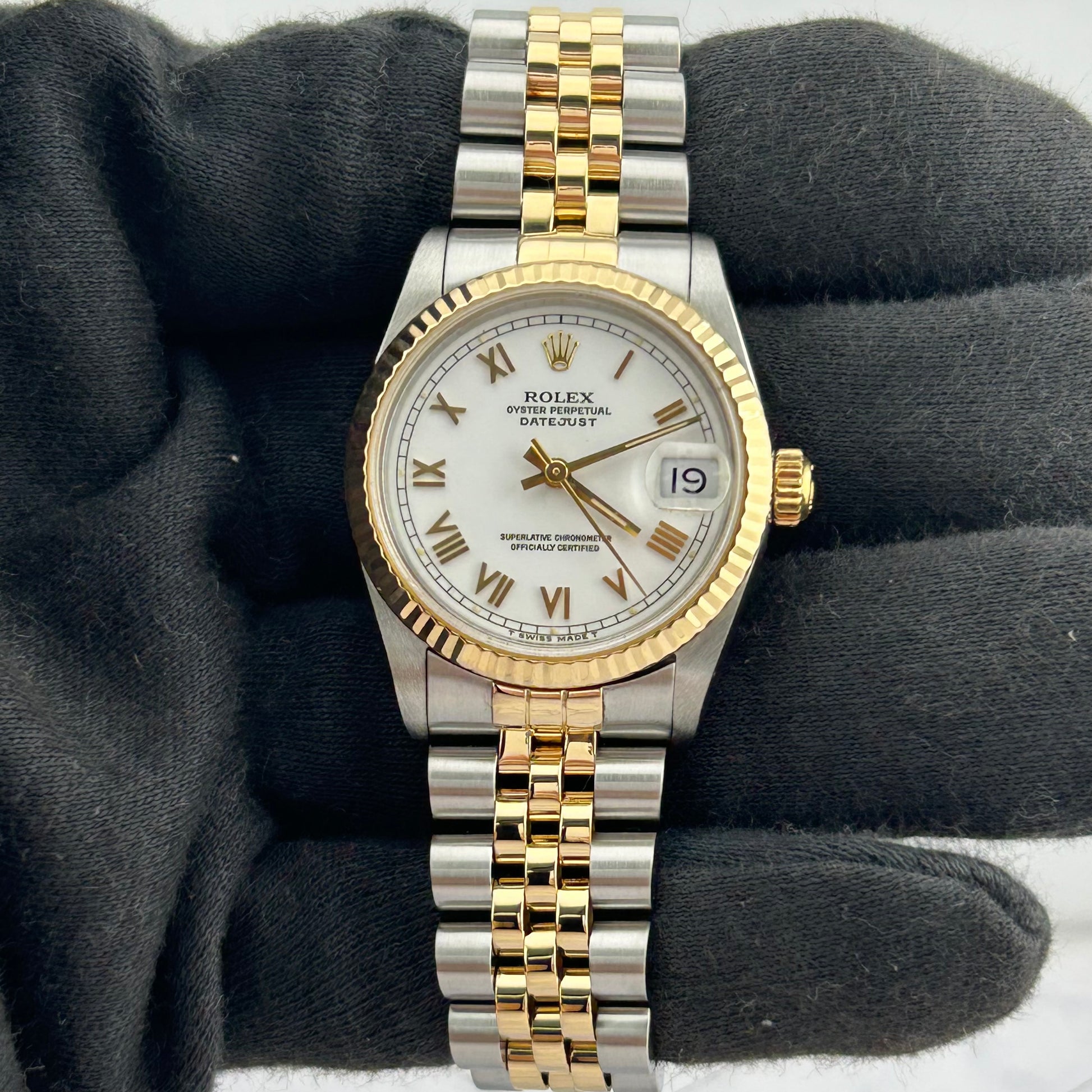 Rolex Datejust White Roman Dial on D Link Jubilee Ref. 68273 1993