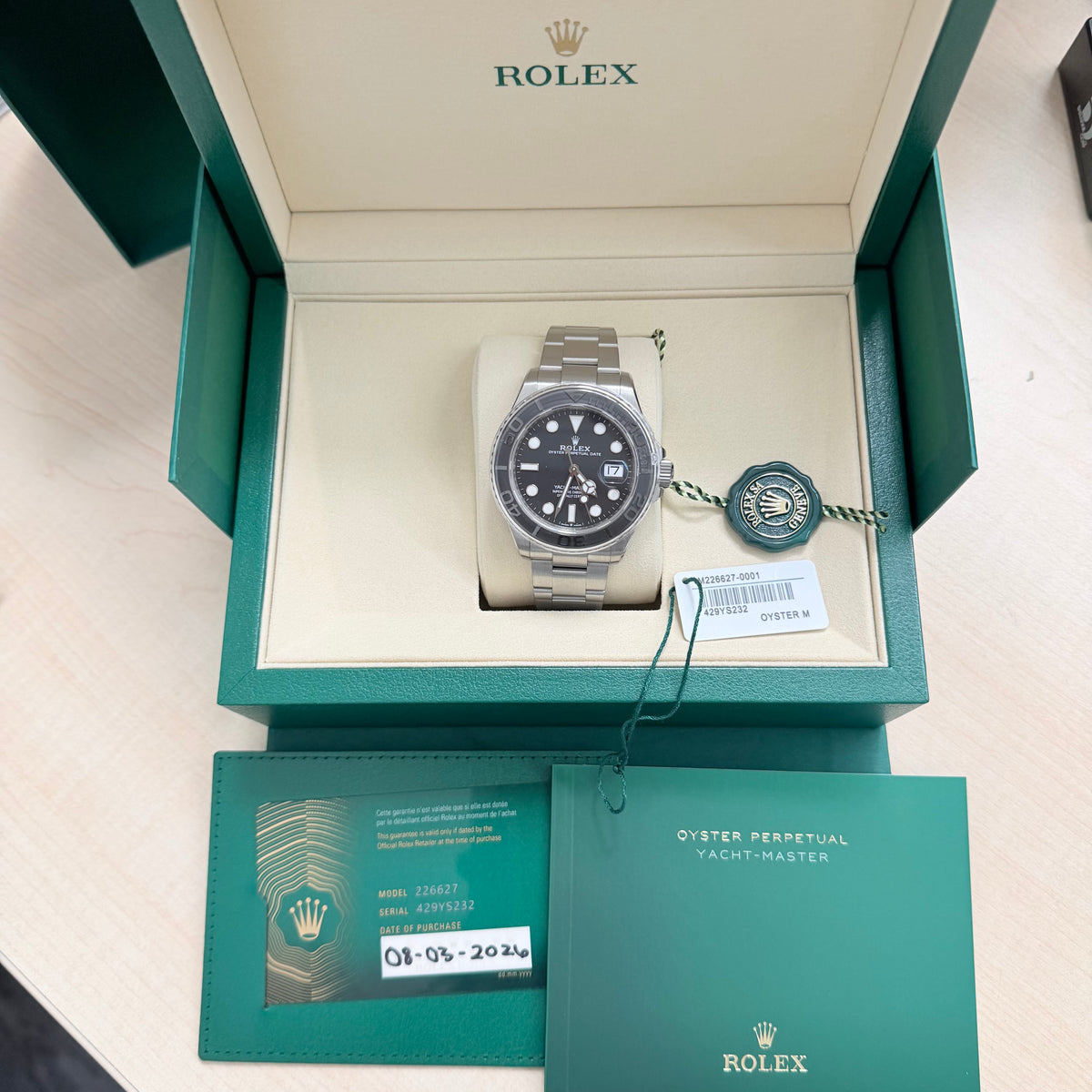 Rolex Rlx Titanium Yacht-Master 42 Black Dial on Oyster Ref. 226627 Card 2026 — view 5