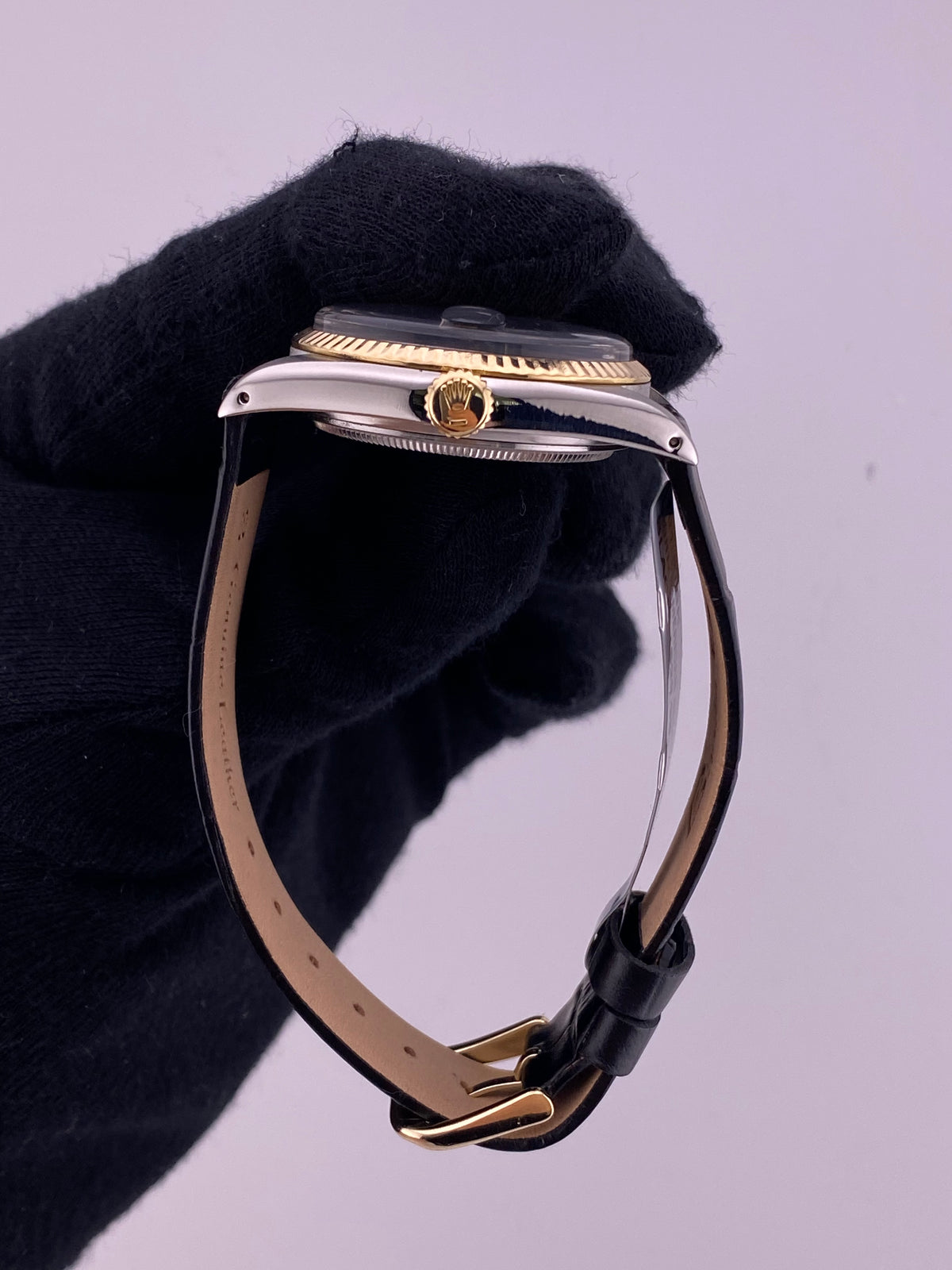 Rolex Datejust 36 Champagne Stick Dial on Generic Leather Strap Ref. 16013 — view 6