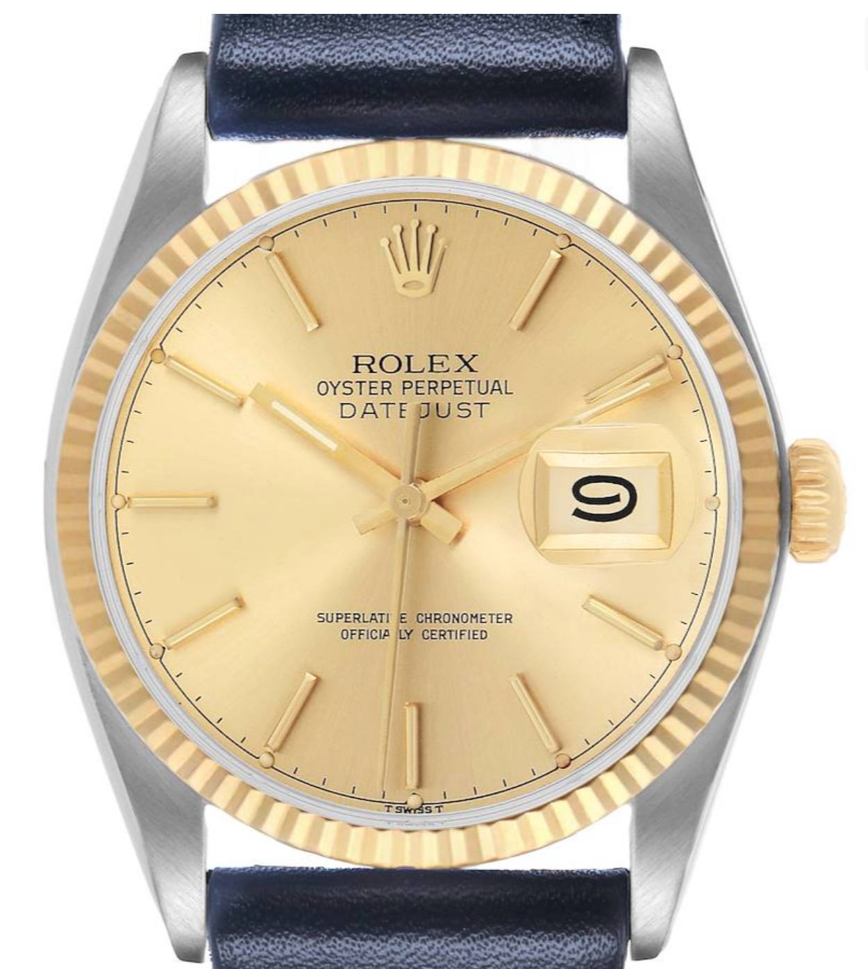 Rolex Datejust 36 Champagne Stick Dial on Generic Leather Band Ref. 16013 1978