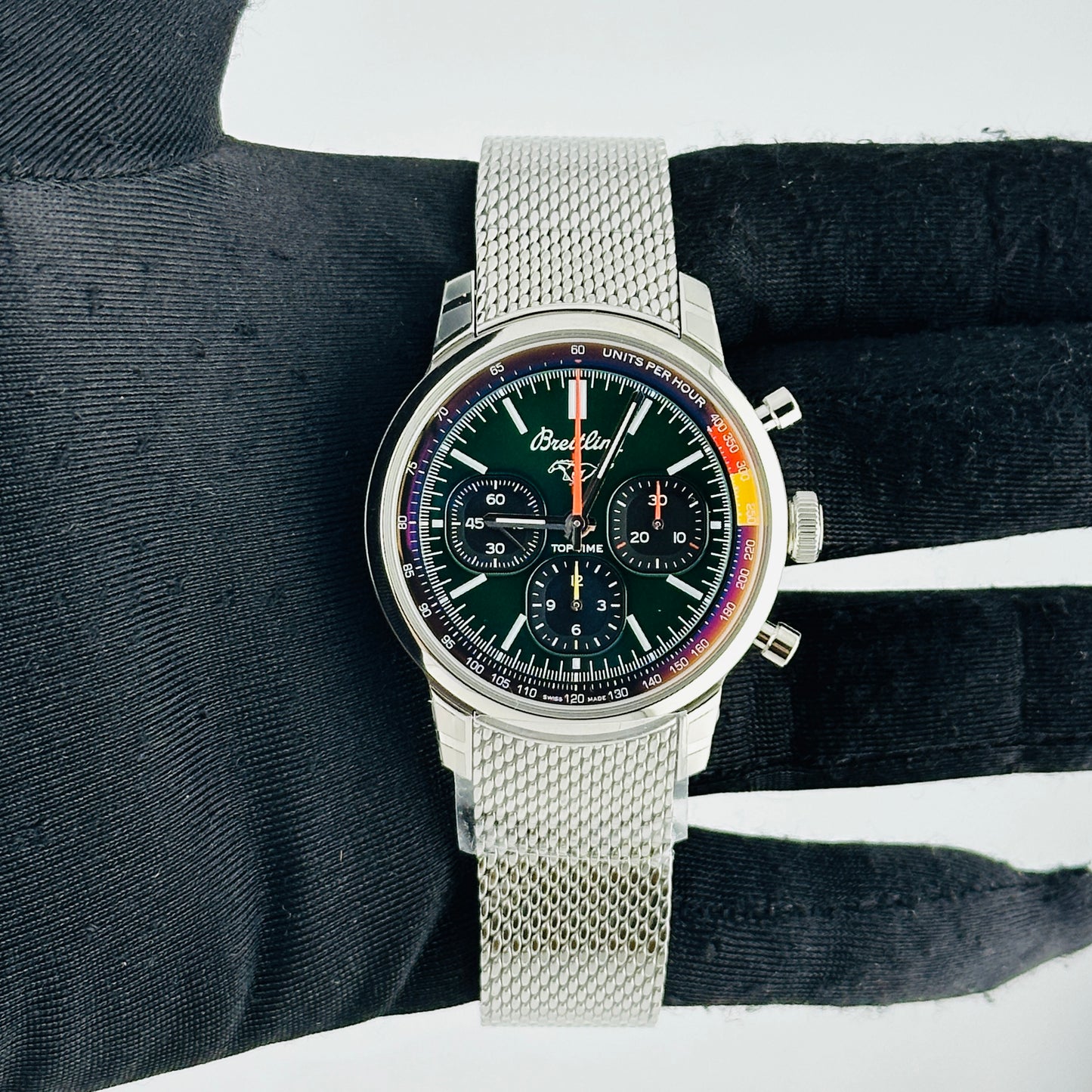 Breitling Top Time B01 Green Dial on Bracelet Ref. AB01762A1L1A1 Card 2025 — view 2