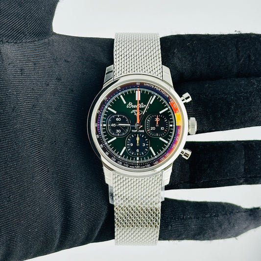 Breitling Top Time B01 Green Dial on Bracelet Ref. AB01762A1L1A1 Card 2025 — view 2