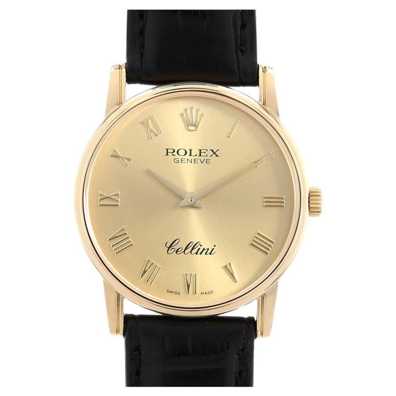 Rolex Cellini Gold Dial on Leather Ref 5116/8 with Papers 2004