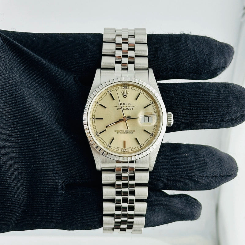 Rolex Datejust Silver Stick Dial on D Link Jubilee Ref 16220