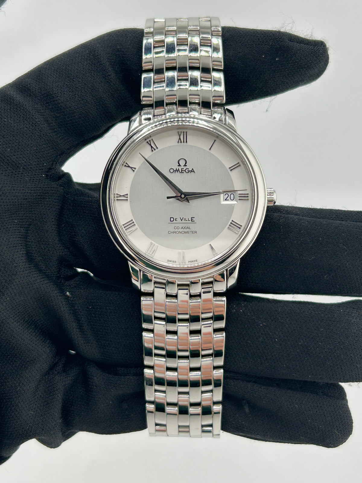 Omega De Ville Prestige Silver Dial on Stainless Steel Bracelet Ref. 4574.31 Card 2012 — view 2